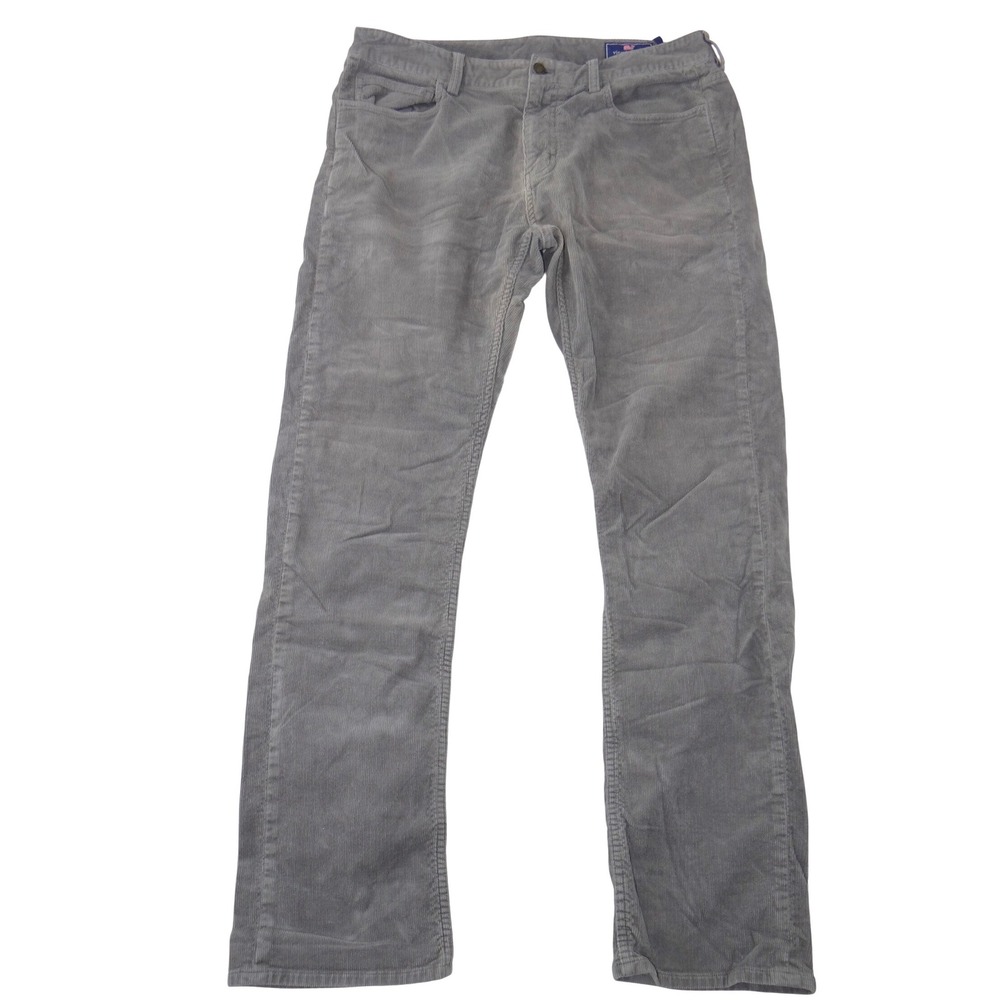 Vineyard Vines Mens Gray Corduroy Straight Leg Pants 33x32 Grey 5-Pocket